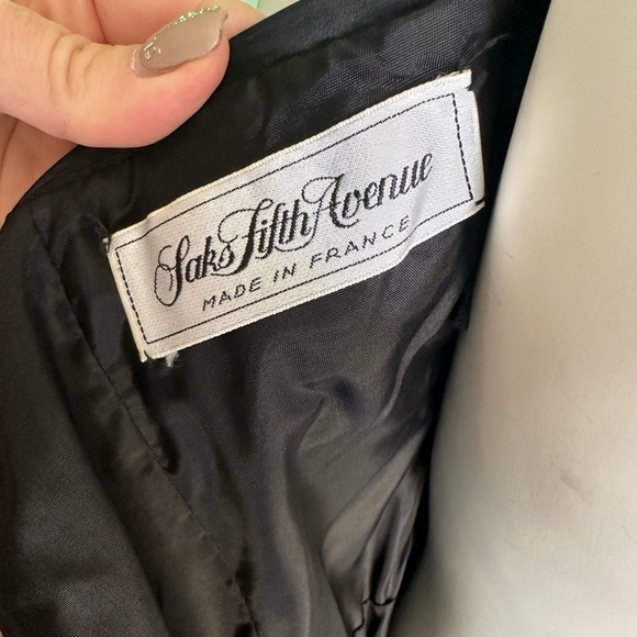 BLACK SILK STRAPLESS SHEATH COCKTAIL DRESS SAKS 5TH AVENUE JEAN MARC SFEZ SMALL - Picture 7 of 9
